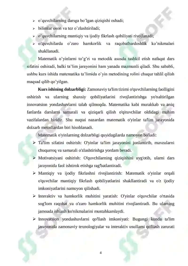 Matematik oʻyin -taʼlim metodi sifatida 4