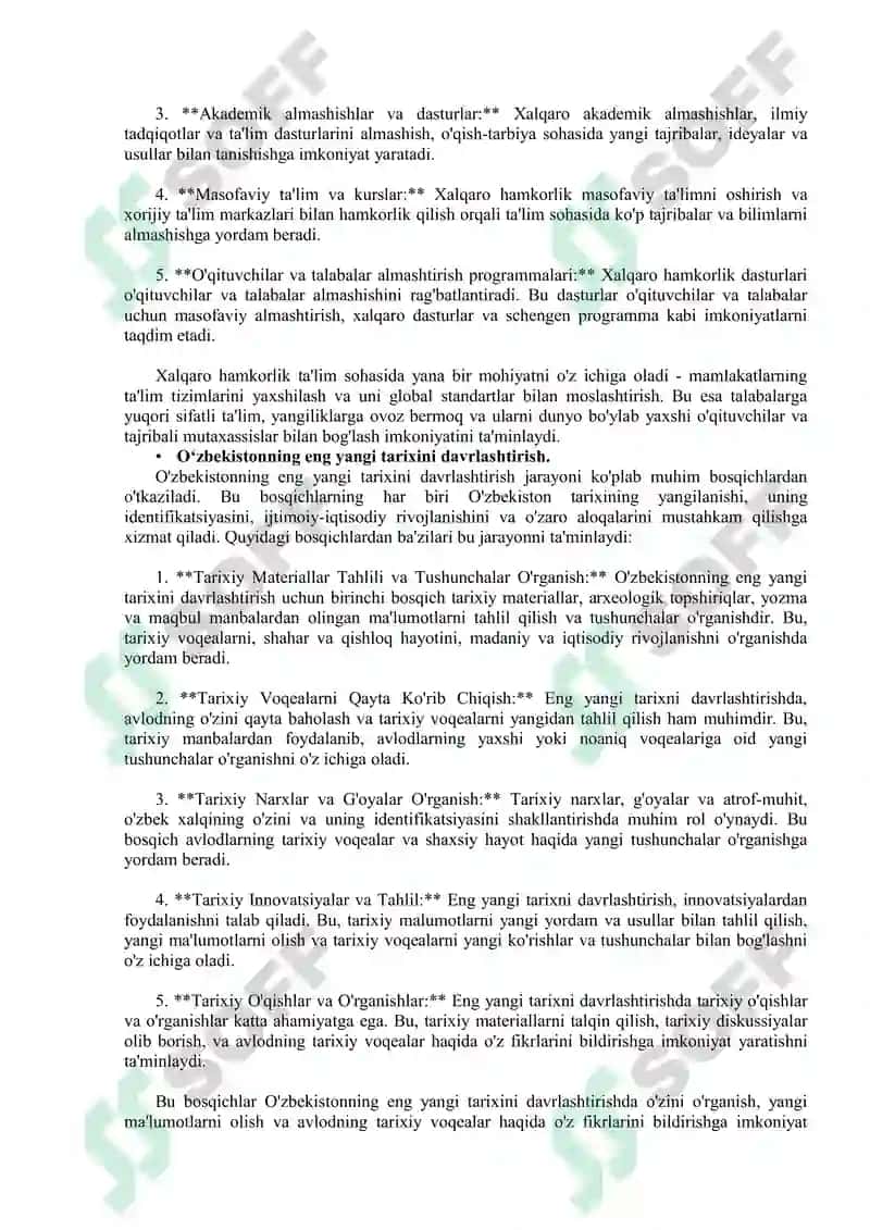 O‘zbekistonning eng yangi tarixi fanining fan sifatida tutgan o‘rni 4