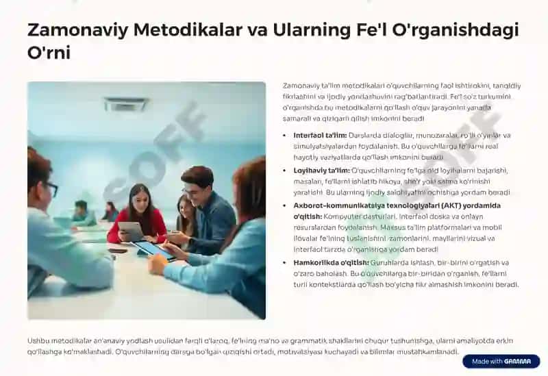 Fe'l So'z Turkumini O'rganishda 4