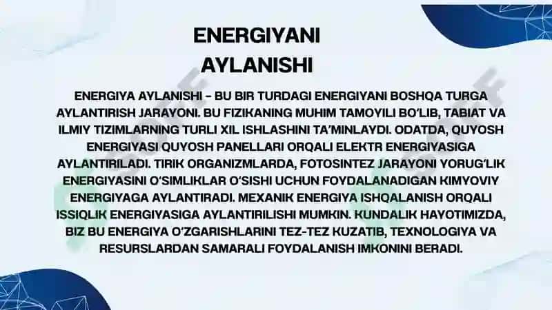 ENERGIYANI SAQLANISH VA AYLANISH QONUNI 4
