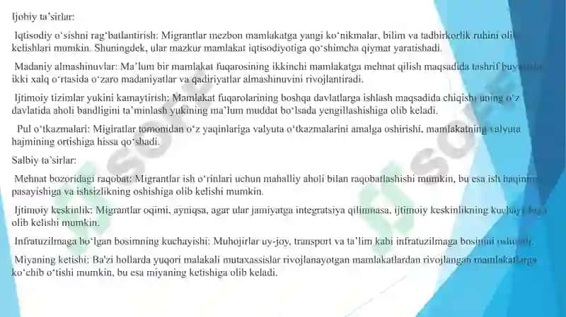 Global iqtisodiy rivojlanish. Ishchi kuchi migratsiyasi. Global mehnat bozori. 4