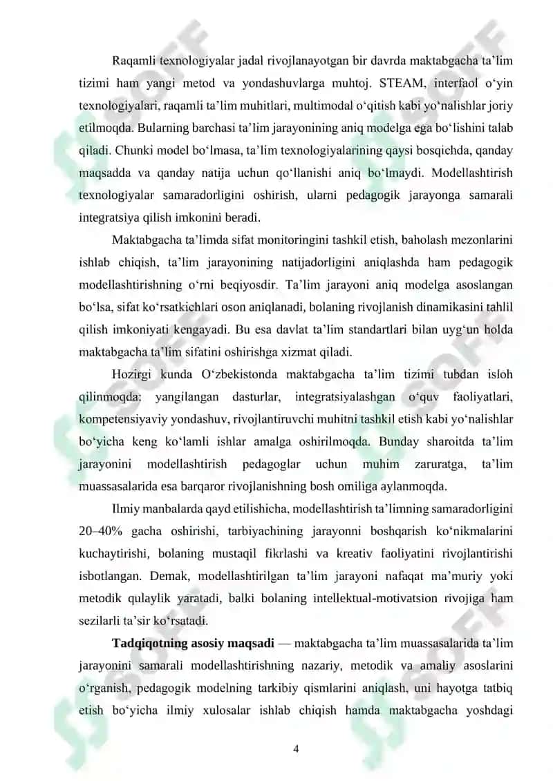 Maktabgacha Ta'limda Pedagogik Jarayonlarni Loyiha 4