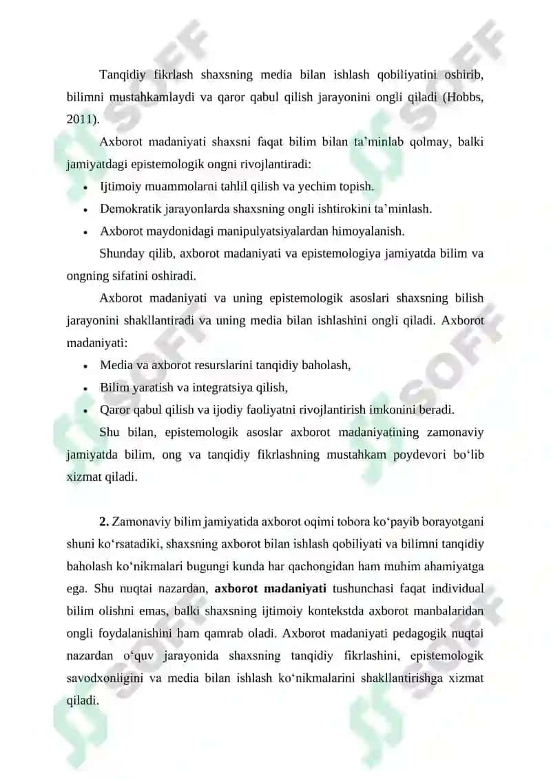 AXBOROT MADANIYATINING EPISTEMOLOGIK ASOSLARI VA UNING BILISH JARAYONIGA TA’SIRI 4