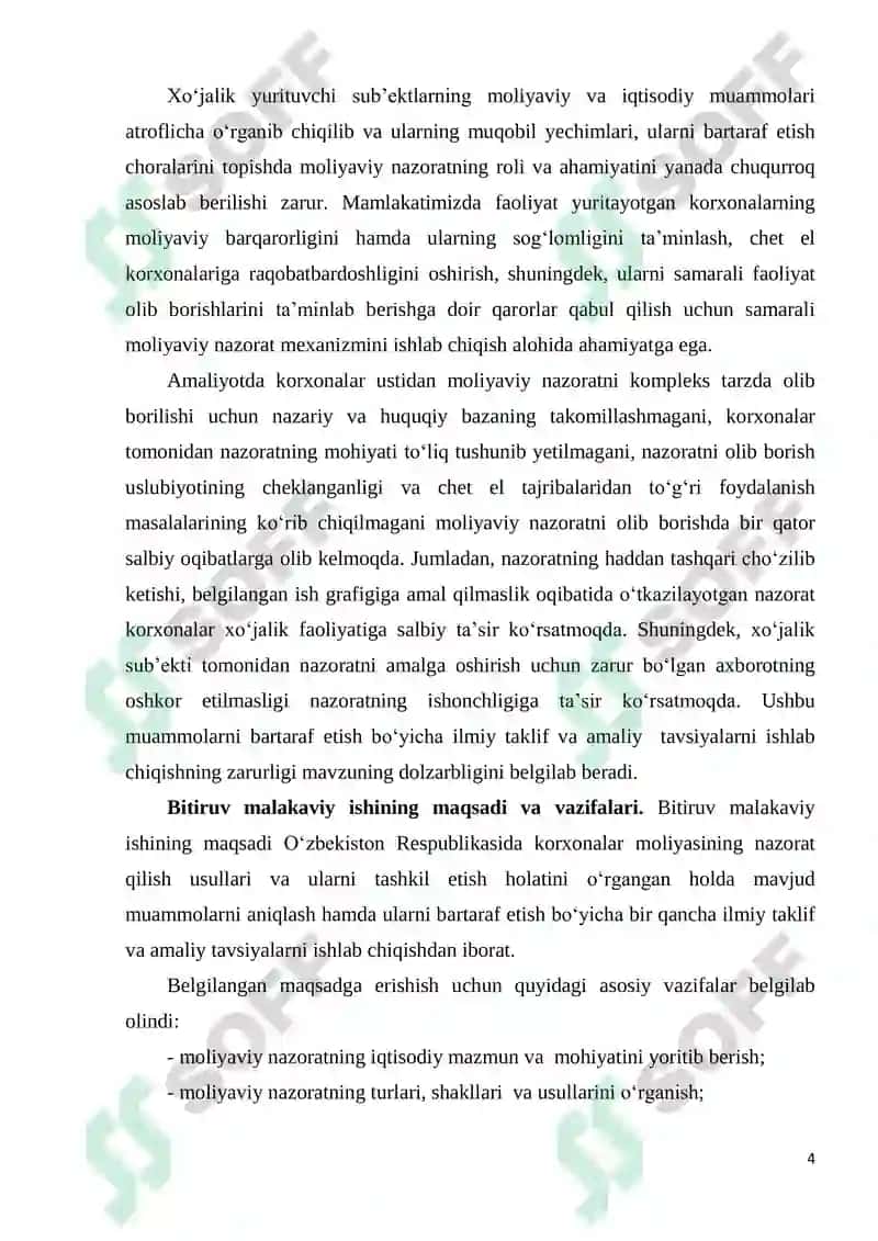 KORXONALAR MOLIYASINI NAZORAT QILISH USULLARI VA ULARNI SAMARALI TASHKIL ETISH YO‘NALISHLARI 4