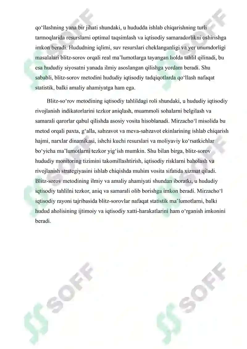 Blitz-sorov metodi va Mirzacho’l iqitsodiy rayoni 4