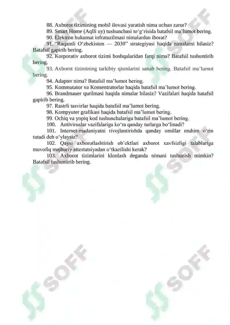 Adliya organlari va muassasalarida axborot-kommunikatsiya texnologiyalarini rivojlantirish markazi savollar toplami 4