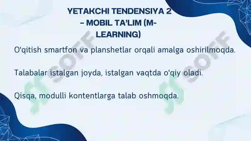 ELEKTRON TA’LIM RIVOJINING YETAKCHI TENDENSIYALARI 4