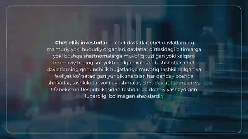 Xorijiy sarmoyadorlar va xorijiy investitsiyalar ishtirokidagi korxonalarga soliq va bojxona imtiyozlari 4