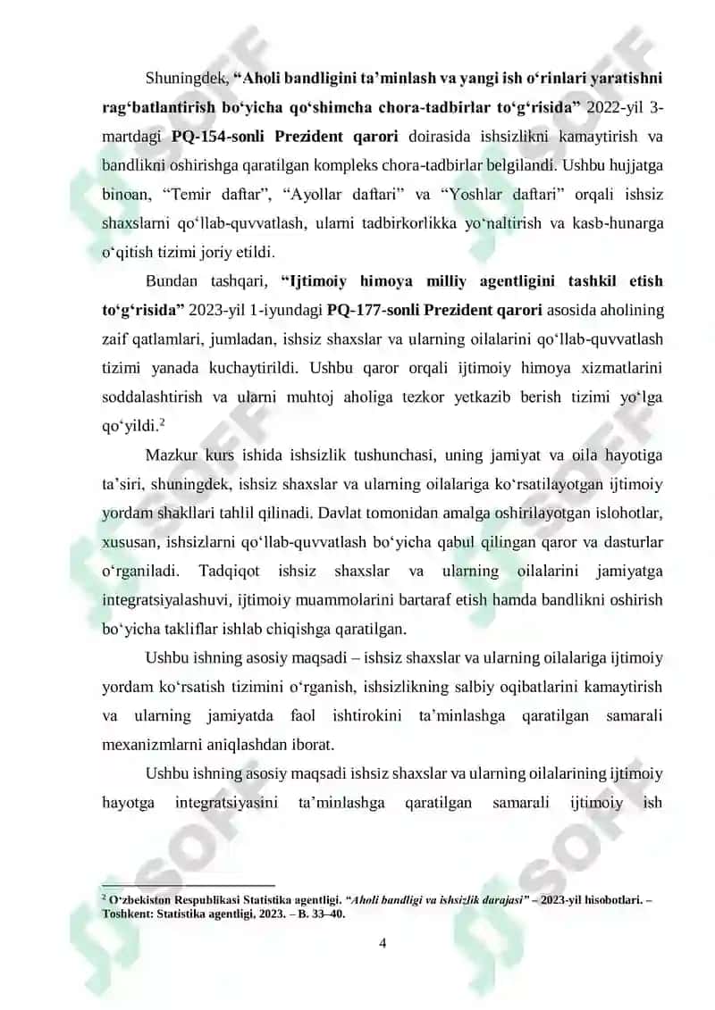 "Ishsizlar va ular oilalar bilan ijtimoiy ishning alohida jihatlari" 4
