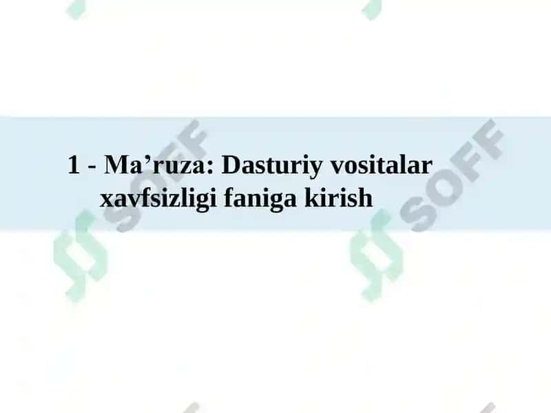 Dasturiy Vositalar Xavfsizligi 4