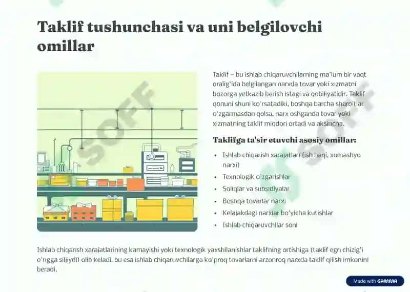 Talab va taklif ularga ta'sir etuvchi omillar 4