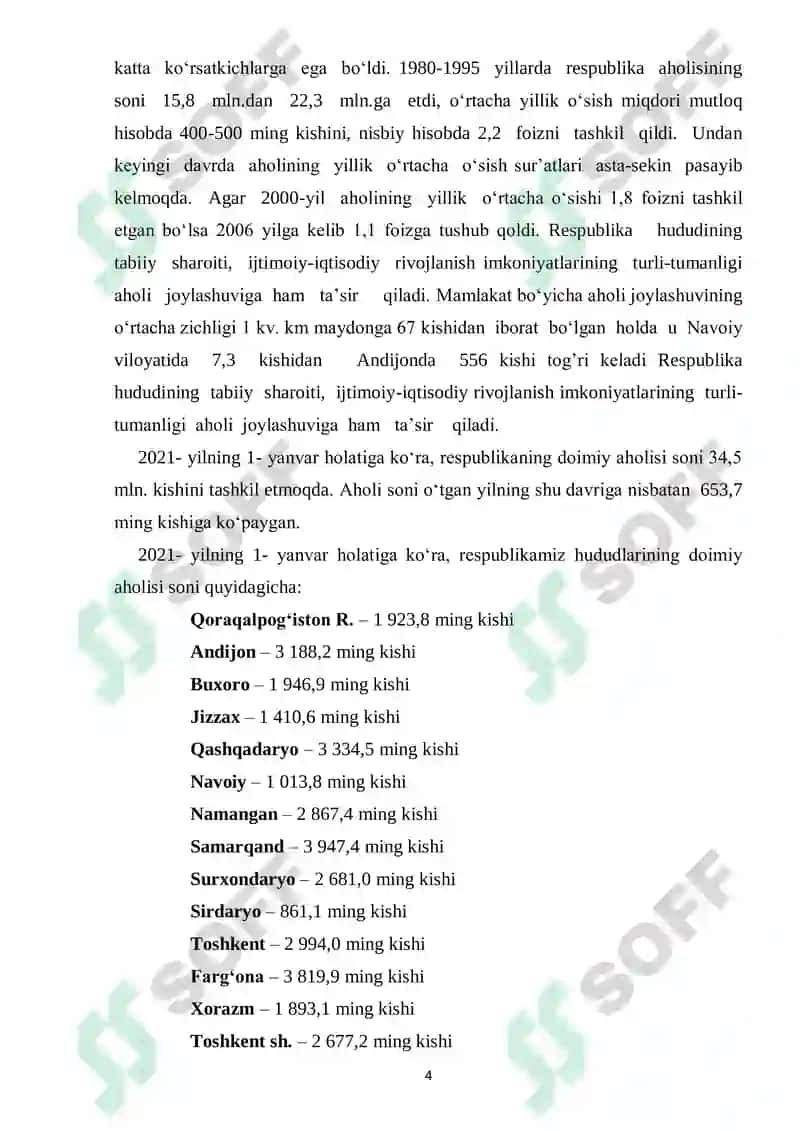 O‘zbekiston Aholisi Soni va Joylashishi 4