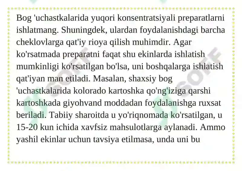 Pestitsidlar bilan ishlovchilar uchun profilaktik ratsion tuzish 4