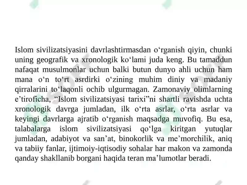 Islom sivilizatsiyasining tarixiy rivojlanish bosqichlari 4