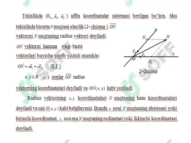 Tekislikda affin koordinatalar sistemasi 4