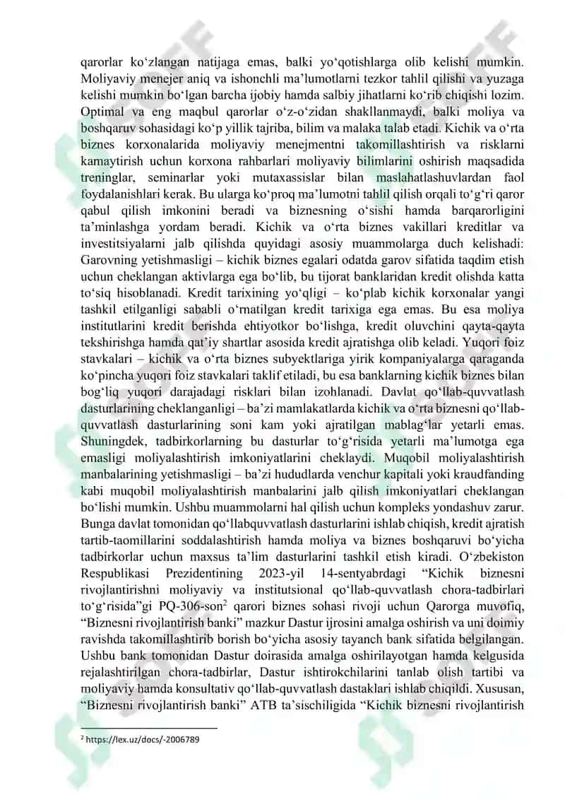 Kichik tadbirkorlik va moliyaviy menejment 4