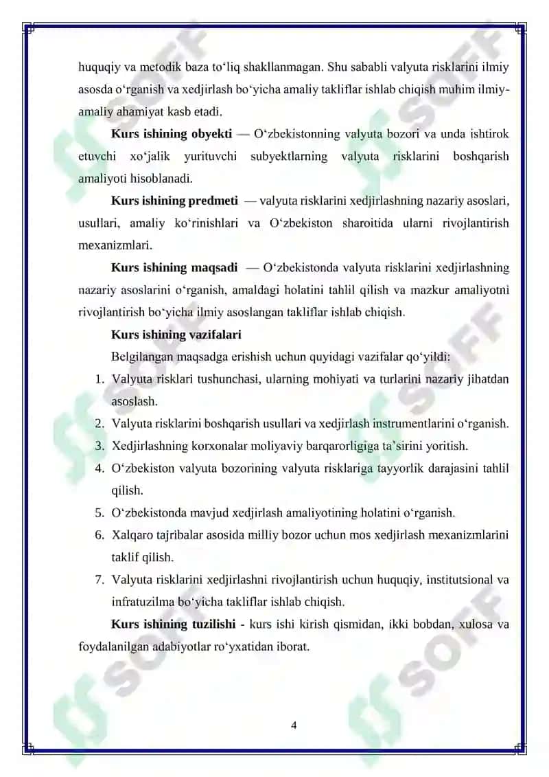 O‘zbekistonda valyuta risklarini xedjirlash amaliyotini rivojlantirish 4