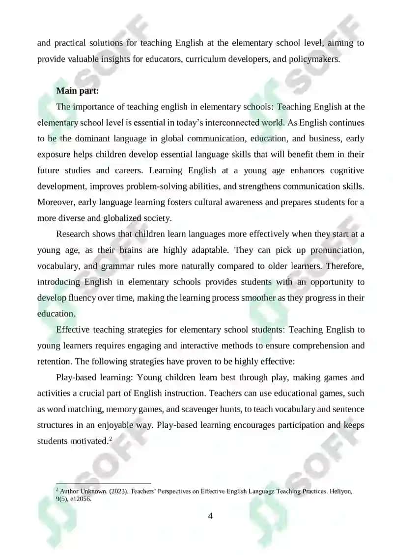Teaching English for the Elementary School 4