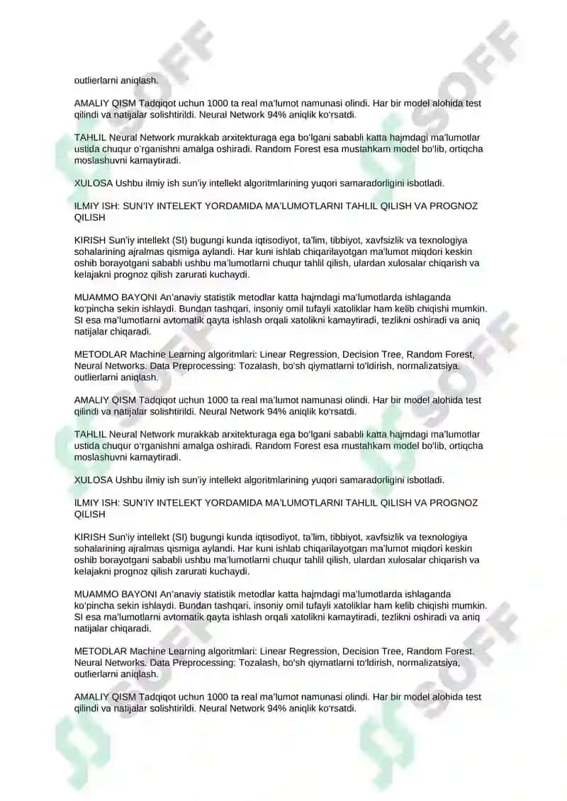 ilmiy ish: sun'iy intelekt yordamida ma'lumotlarni tahlil qilish va prognoz qilish 4