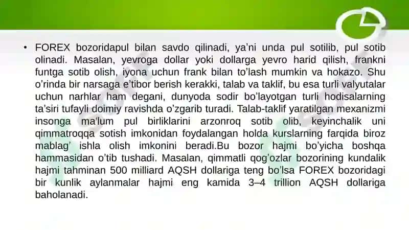 Xalqaro bozorda FOREX 4