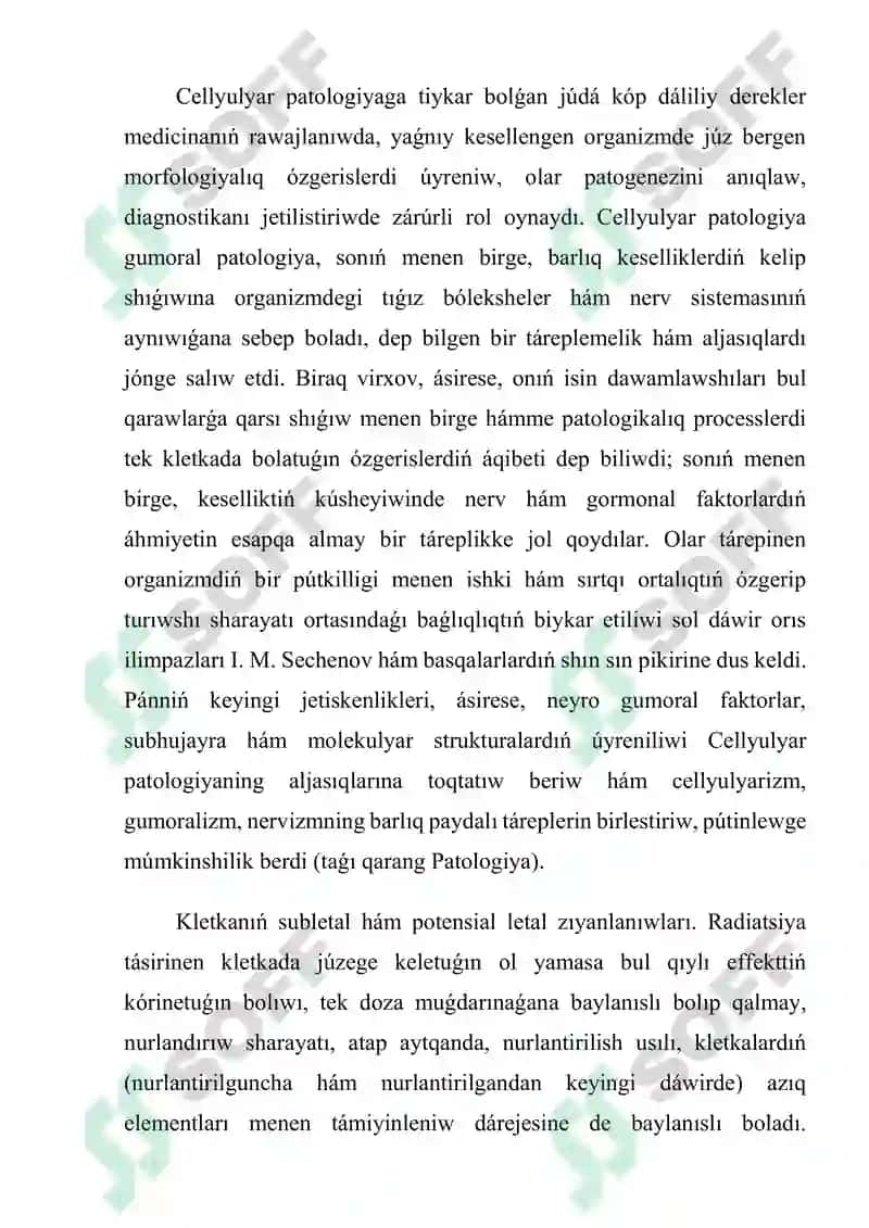 Kletka patalogiyasi jáne onıń kelip shıǵıw sebepleri 4
