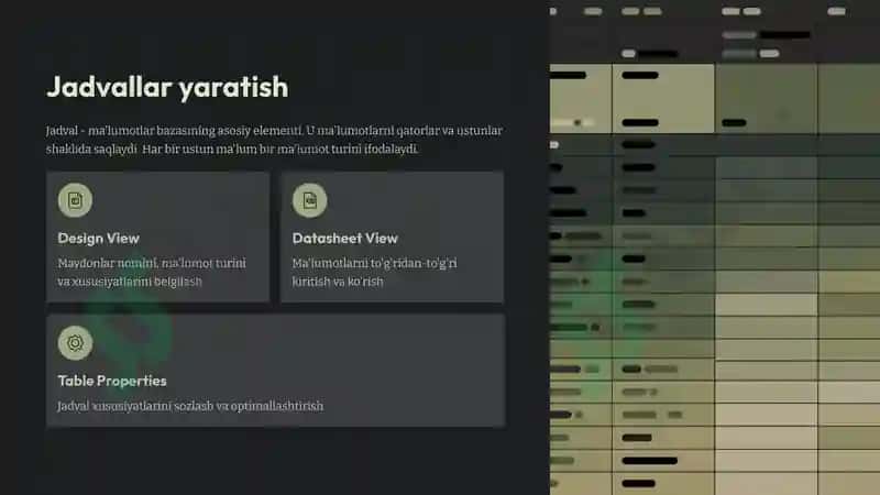 Ma'lumotlar Bazasi Yaratish Microsoft Access muhitida ma'lumotlar bazasini yaratish 4