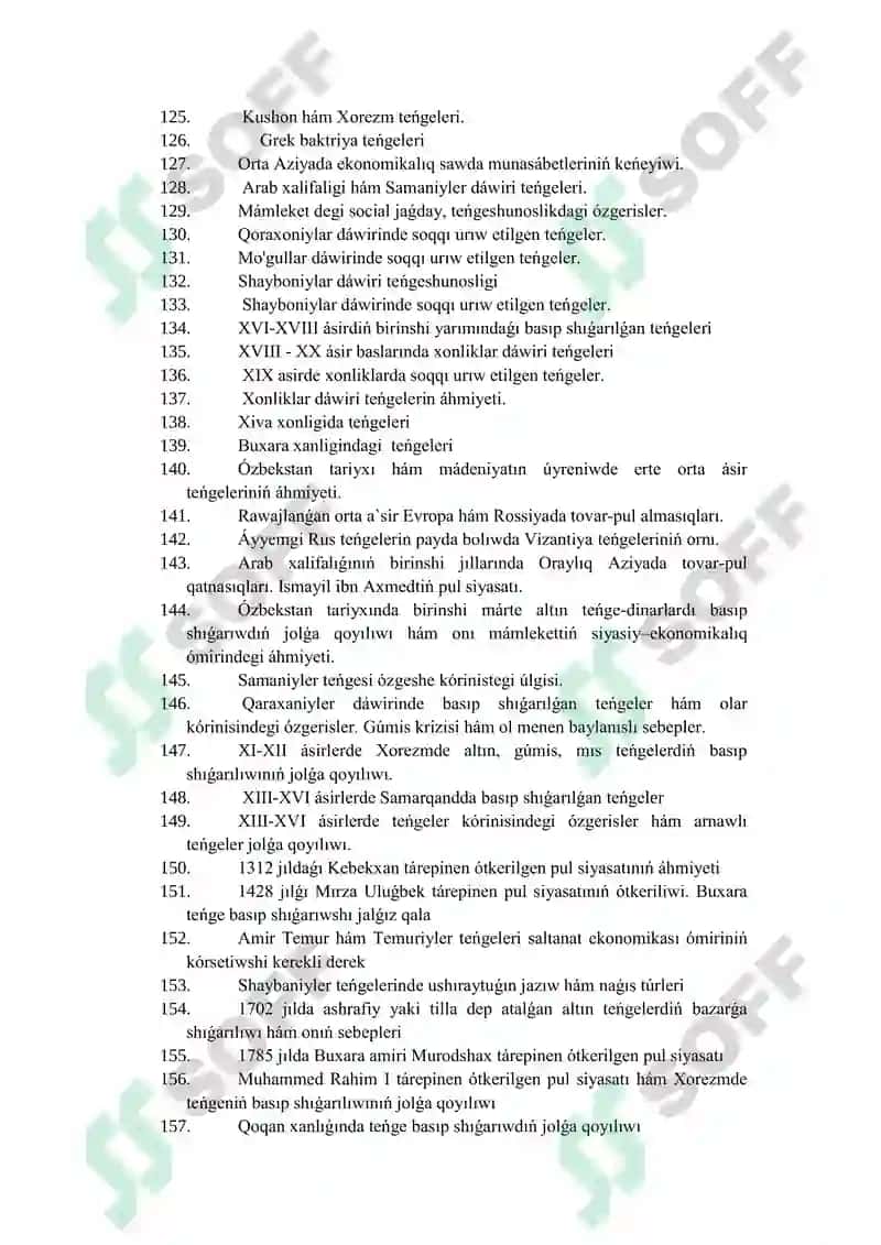 NUMIZMATIKA HÁM EPIGRAFIKA pa’ni boyınsha sorawlar toplamı 4