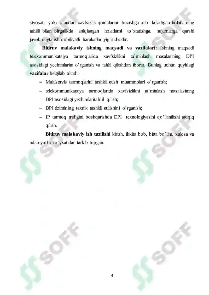 TELEKOMMUNIKATSIYA TARMOQLARIDA XAVFSIZLIKNI TA’MINLASH MASALASINING DPI ASOSIDAGI YECHIMLARI 4
