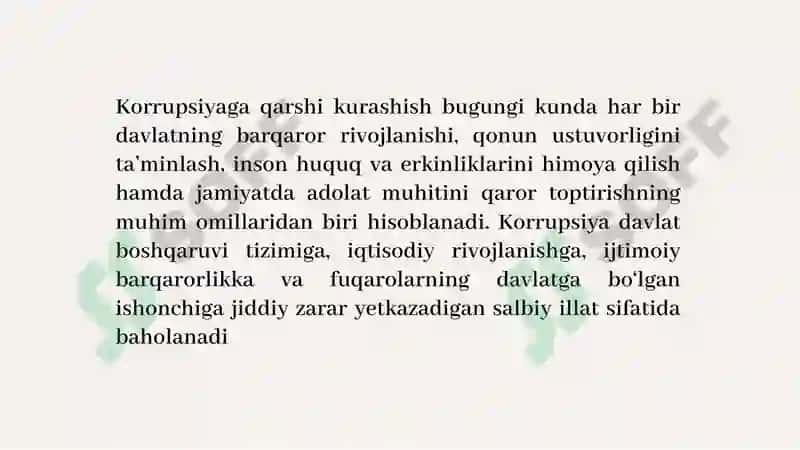 Korrupsiyaga qarshi kurashish bo‘yicha faoliyatni bevosita amalga oshiruvchi davlatorganlari tizimi. 4