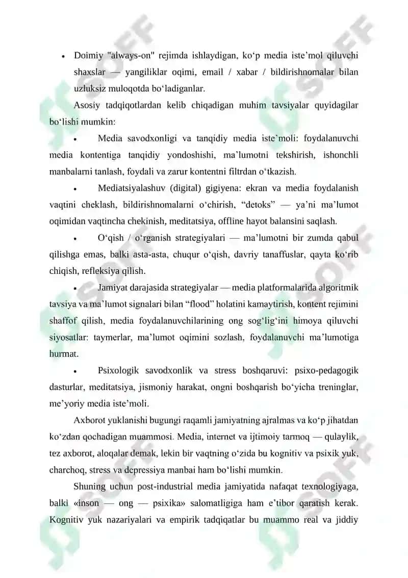 AXBOROT OQIMINING KUCHAYISHI VA INSON PSIXIK BARQARORLIGI: KOGNITIV YUKLANISH NAZARIYALARI 4