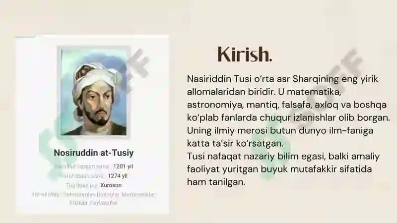 Nasiriddin Tusi hayoti va ijodi 4