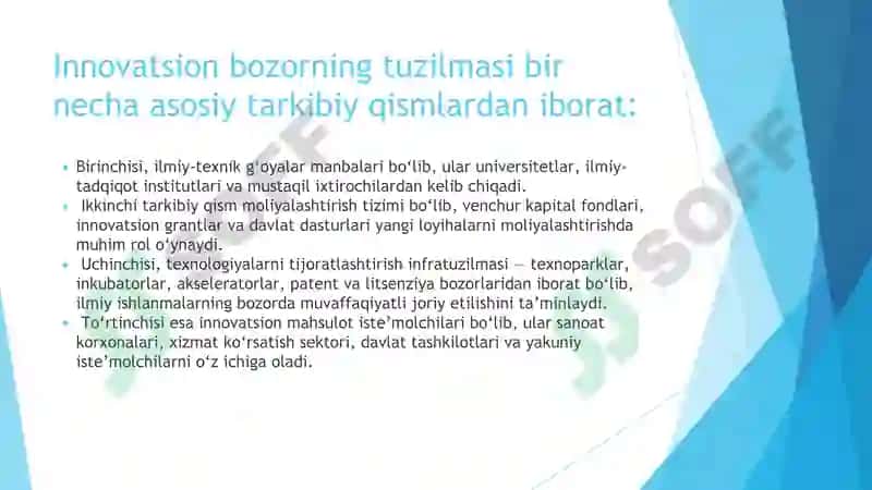 Innovatsion bozorning tuzilishi va uning yangi texnologiyalar rivojlanishiga ta'siri 4