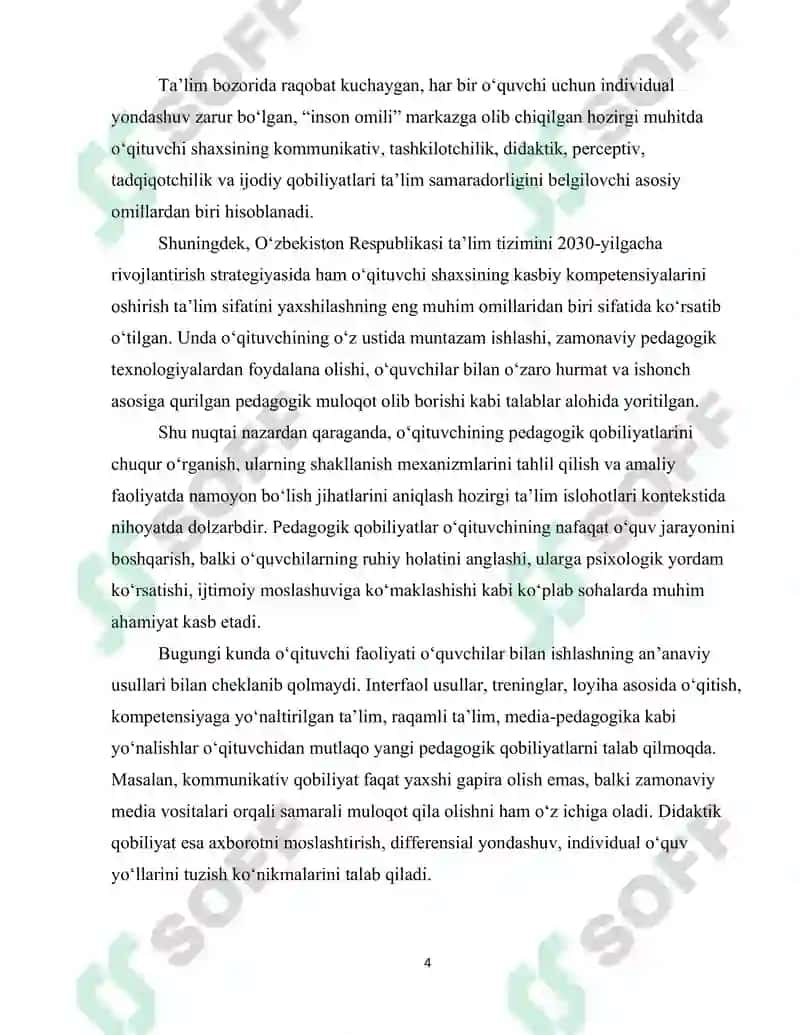 O'qituvchi pedagogik qobiliyatining asosiy sifatlari va yetakchi xususiyatlari 4