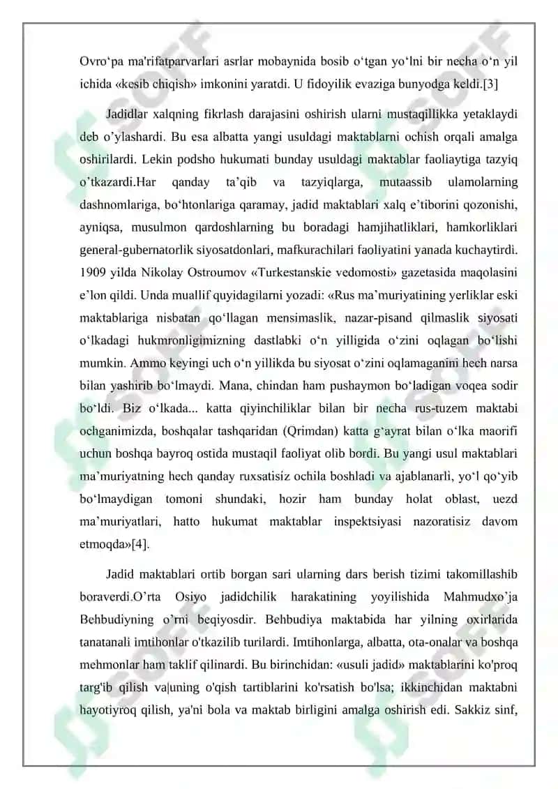 XIX asr oxiri va XX asr boshlarida maktab va pedagogik fikr taraqqiyoti, jadidlar harakati 4