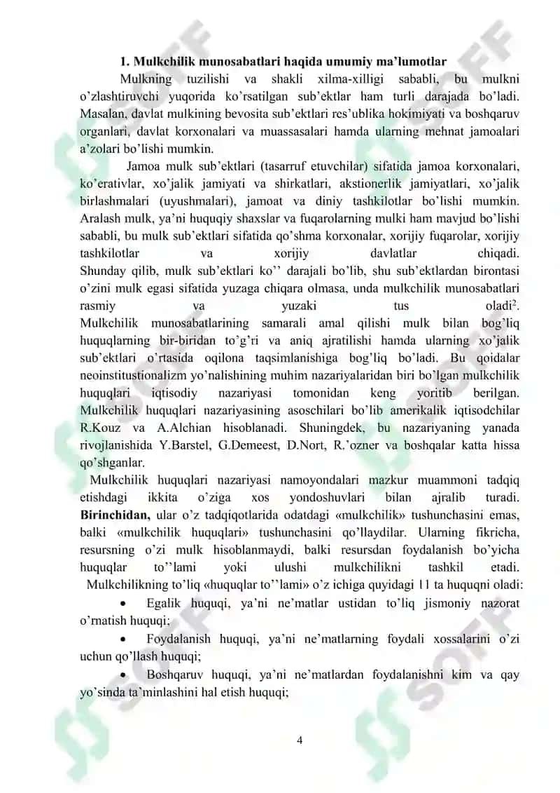 Mulkchilik munosabatlarining mohiyati va ularning huquqiy-iqtisodiy jixatlari 4