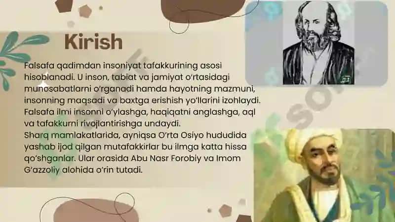Abu Nasr Forobiy va Gʻazzoliyning falsafa ilimiga qarashlari 4