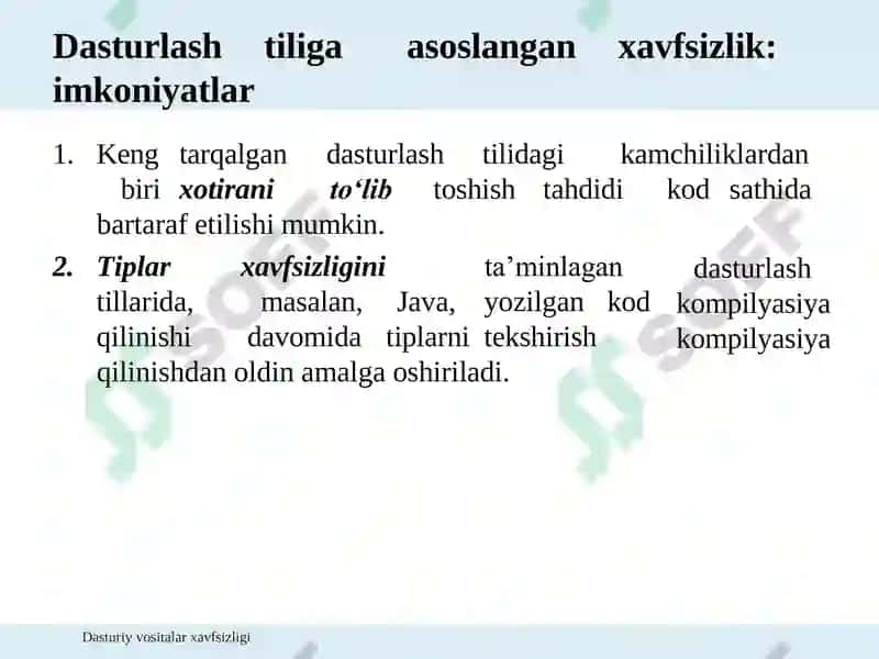 Dasturiy vositalar xavfsizligi 4