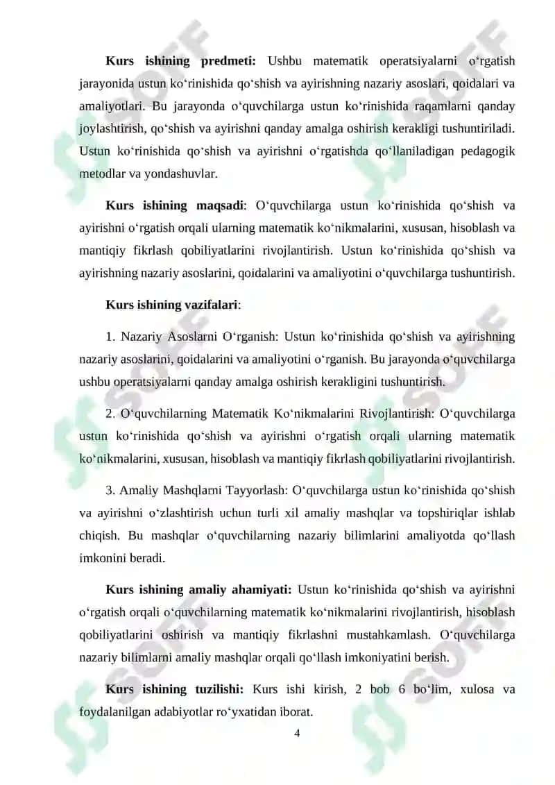 Ustun ko‘rinishida qo‘shish va ayirishni o‘rgatish metodikasi 4