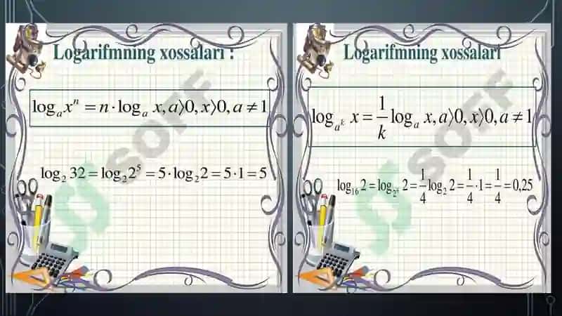 Logarifmning asosiy tushunchalari va xususiyatlari 4