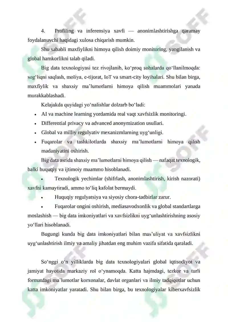KATTA MA’LUMOTLAR (BIG DATA) ZAMONIDA AXBOROT XAVFSIZLIGI MUAMMOLARI 4
