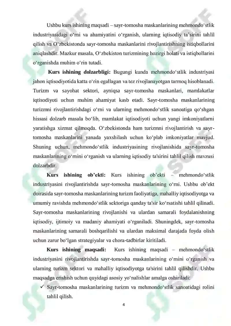 MEHMONDO‘STLIK INDUSTRIYASINI RIVOJLANTIRISHDA SAYR-TOMOSHA MASKANLARINING O‘RNI 4