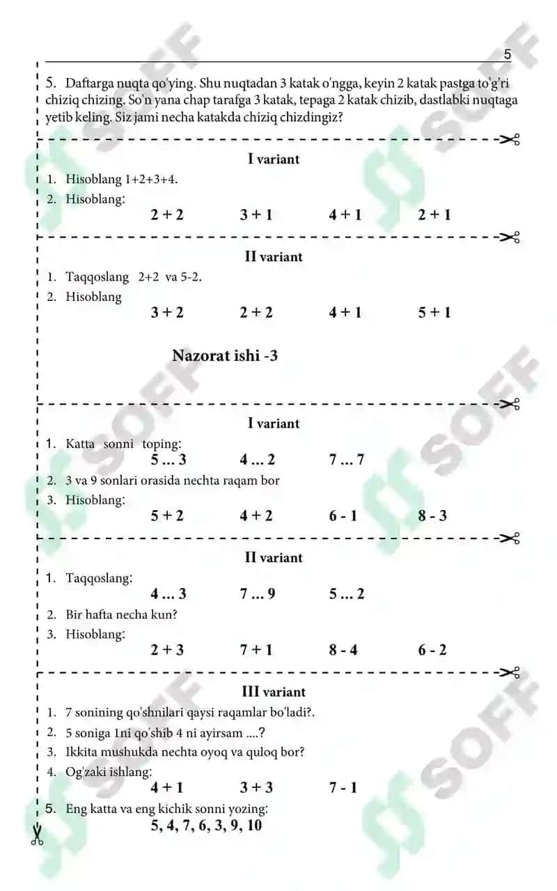 1-sinf Matematika darsdan tashqari mashg'ulotlar uchun 4