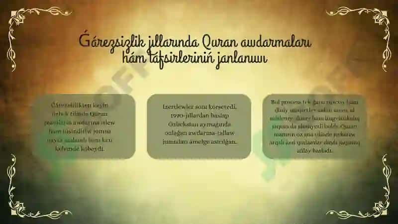 Ġárezsizlik jıllarında Qurannıń ózbek tiline awdarılıwı hám tafsirleri 4