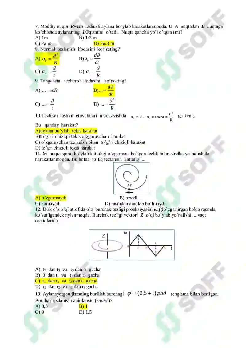 TEST SAVOLLAR fizika 4