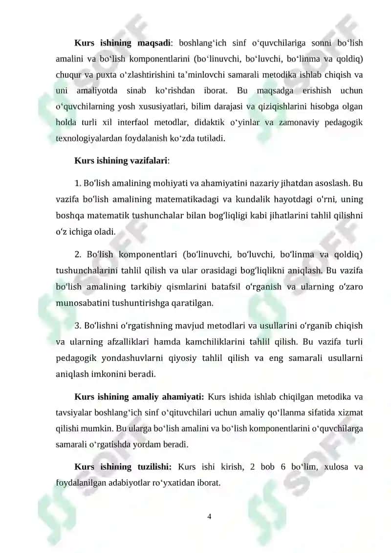 SONNI BO‘LISH VA BO‘LISH KOMPONENTLARINI O‘RGATISH METODIKASI 4