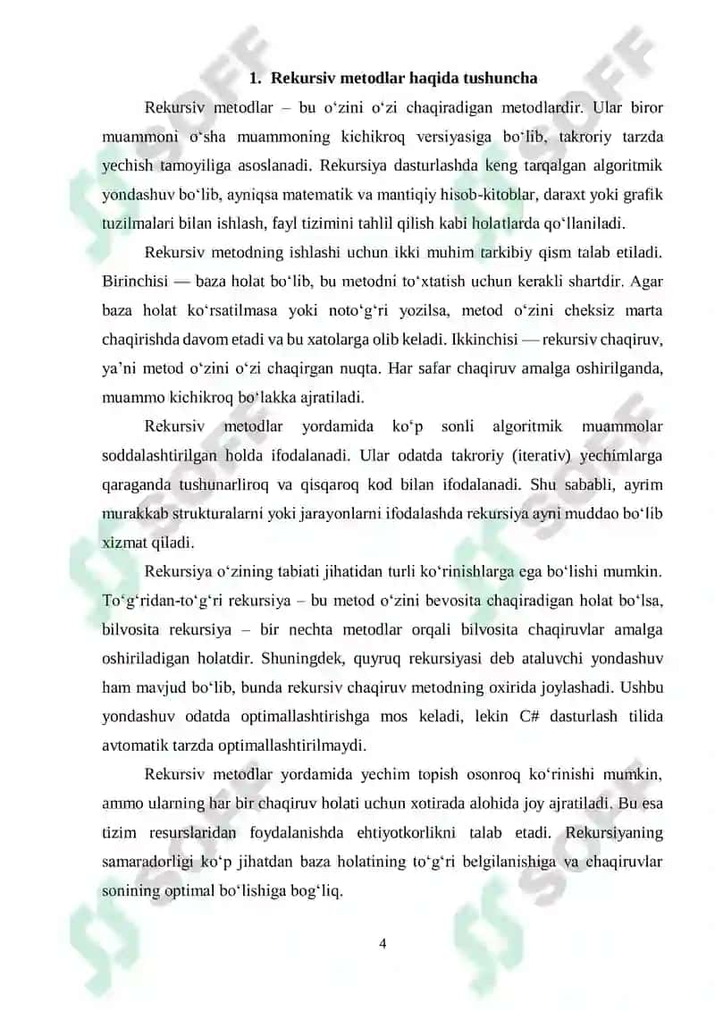 C# dasturlash tilida rekursiv metodlar va lokal funksiyalardan foydalanish 4