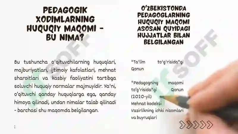 Ta'lim tashkilotlari pedagogik xodimlarining huquqiy maqomi 4