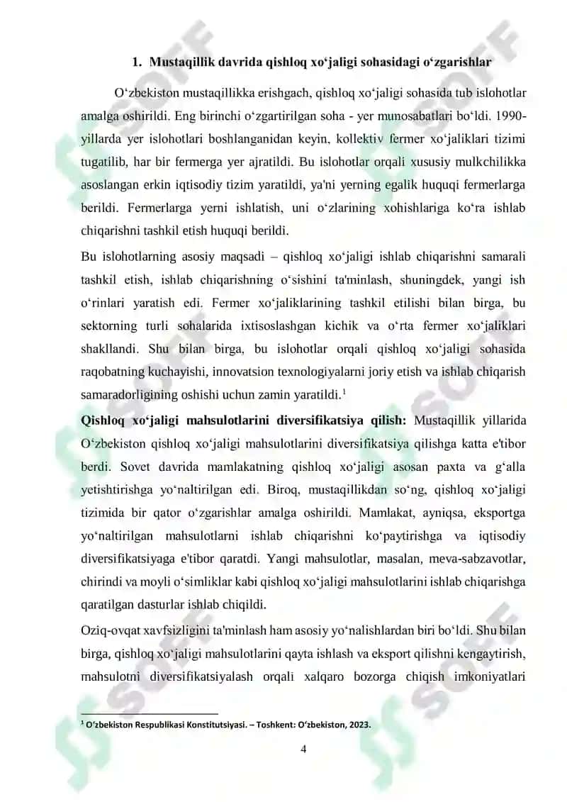 MUSTAQILLIK YILLARIDA QISHLOQ XO‘JALIGI VA SANOAT SOHASIDAGI O‘ZGARISHLAR 4