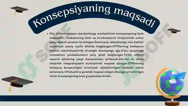 O'zbekiston Respublikasi oliy ta'lim tizimini
2030-yilgacha rivojlantirish konsepsiyasi 4