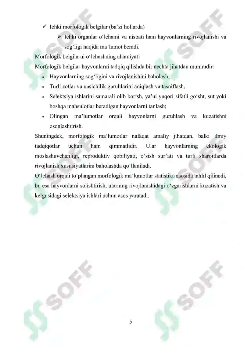 Hayvonlarni morfologik belgilari va ularning o'lchash jarayoni 4